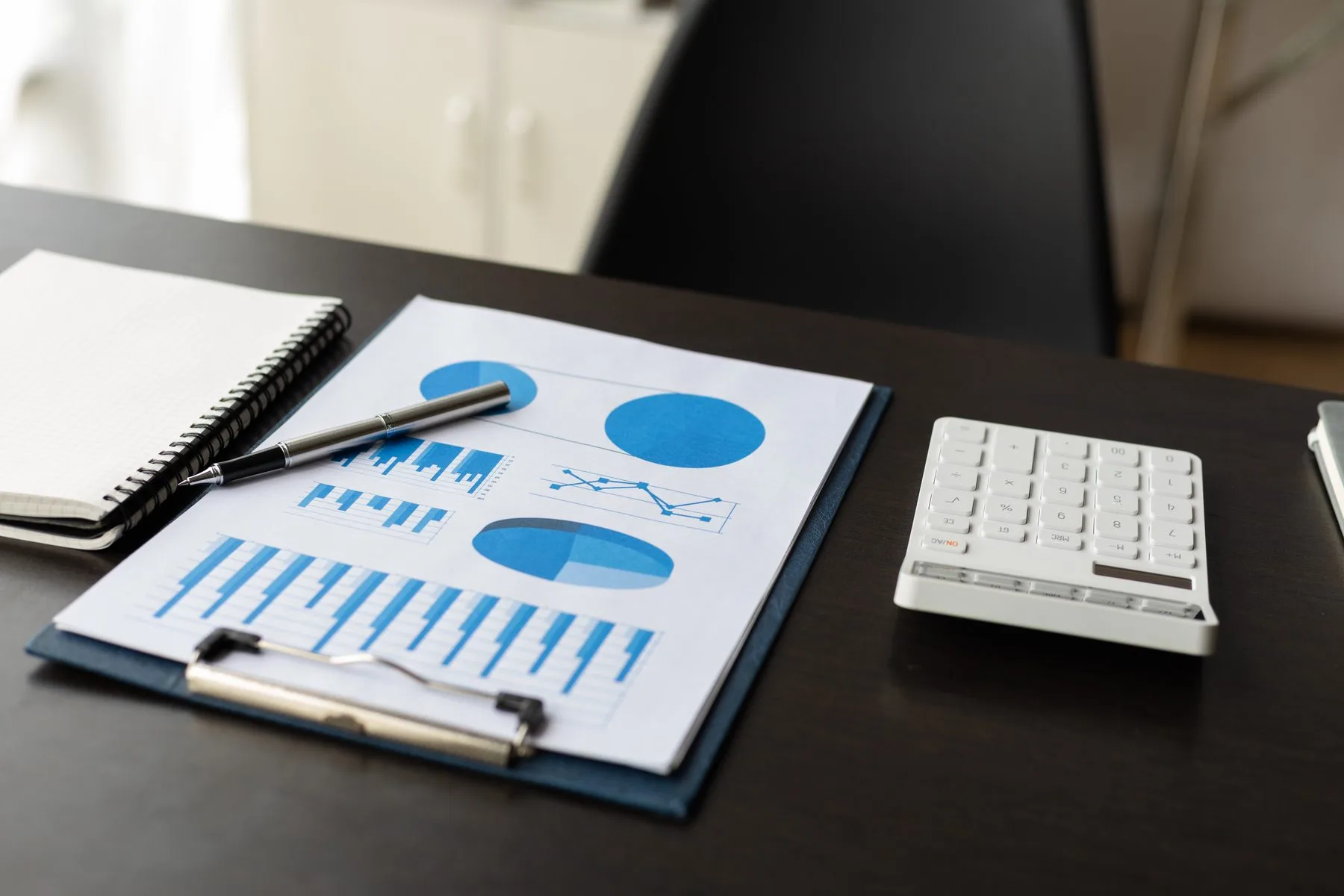 Business accounting financial chart on workspace d