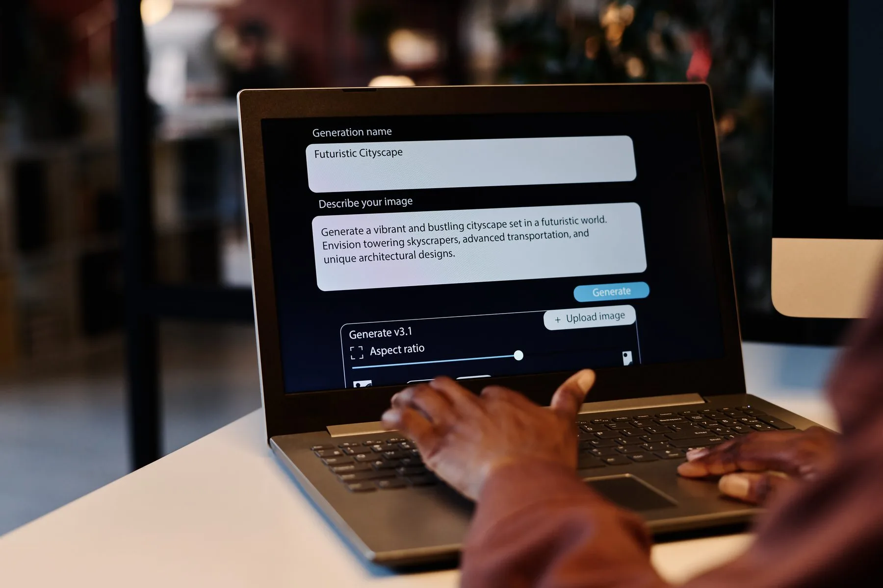 Ai image generation interface on laptop