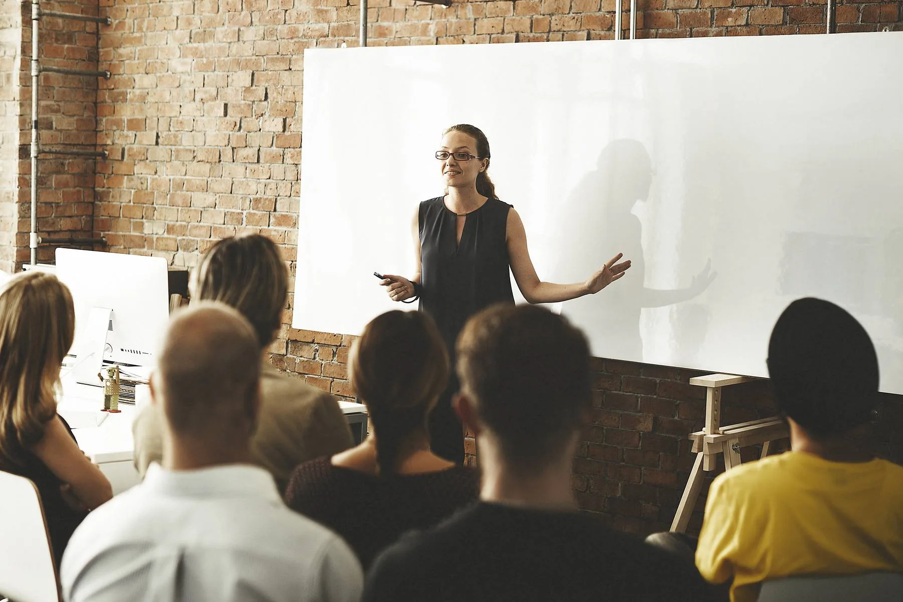 Business presentation in a modern workplace enviro